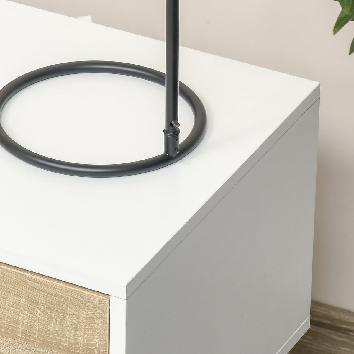 Conjunto de 2 Mesas de Cabeceira Mesa Auxiliar com 1 Gaveta e Prateleira de Armazenamento para Dormitório Sala de Estar Escritório Estilo Moderno 50x39x51cm Branco e Carvalho — foto 8