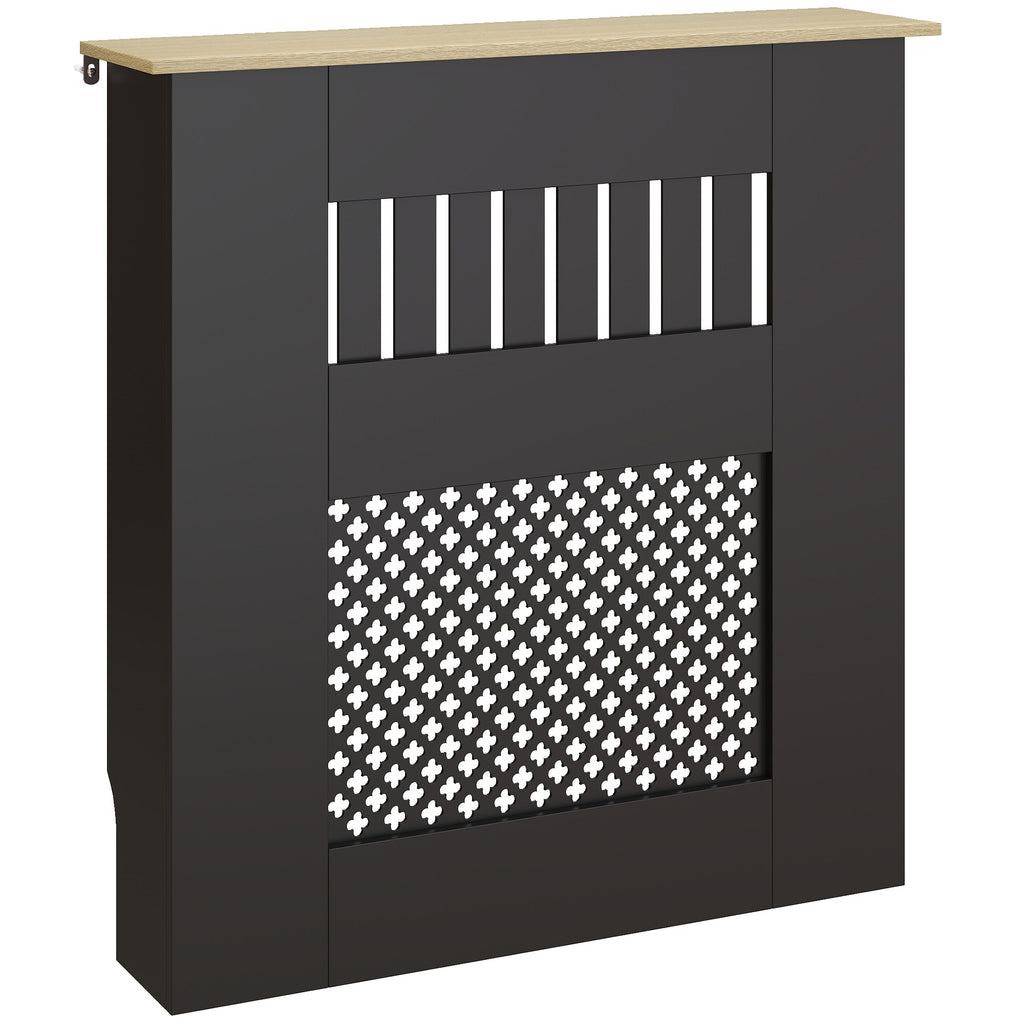 Cobertura para Radiadores Proteção Radiador de MDF 78x19x81 cm Cobertura de Radiador Desenho Moderno de Ripas e Colmeia para Sala Quarto Preto — foto 1