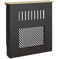 Cobertura para Radiadores Proteção Radiador de MDF 78x19x81 cm Cobertura de Radiador Desenho Moderno de Ripas e Colmeia para Sala Quarto Preto — foto 1