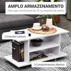 Móvel para TV para Televisores de até 42 Polegadas Móvel de TV com Prateleiras e Rodas com Travão 80x40x40cm Branco — foto 4