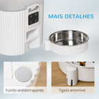 Comedouro Automático para Cães e Gatos 3,5L com Ecrã LED Temporizador Gravador de Voz Programável 4 Refeições ao Dia Tigela Removível e Lavável 20,5x25x28cm Branco — foto 8