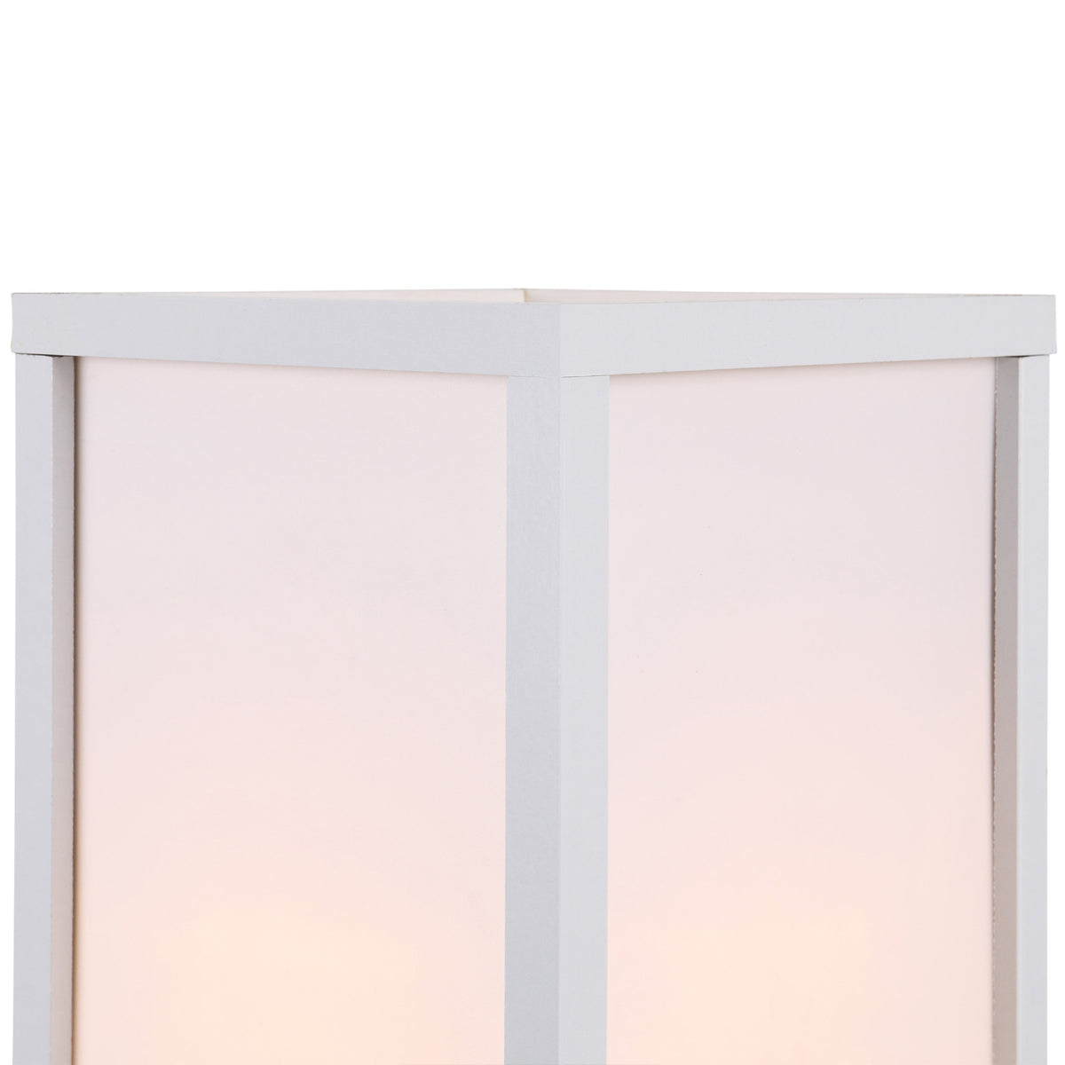 Candeeiro de Pé de Madeira com 3 Prateleiras De Armazenamento para Lâmpada E27 Potência Máx. 40W Candeeiro Moderno para Sala de Estar Dormitório 26x26x160cm Branco — foto 7