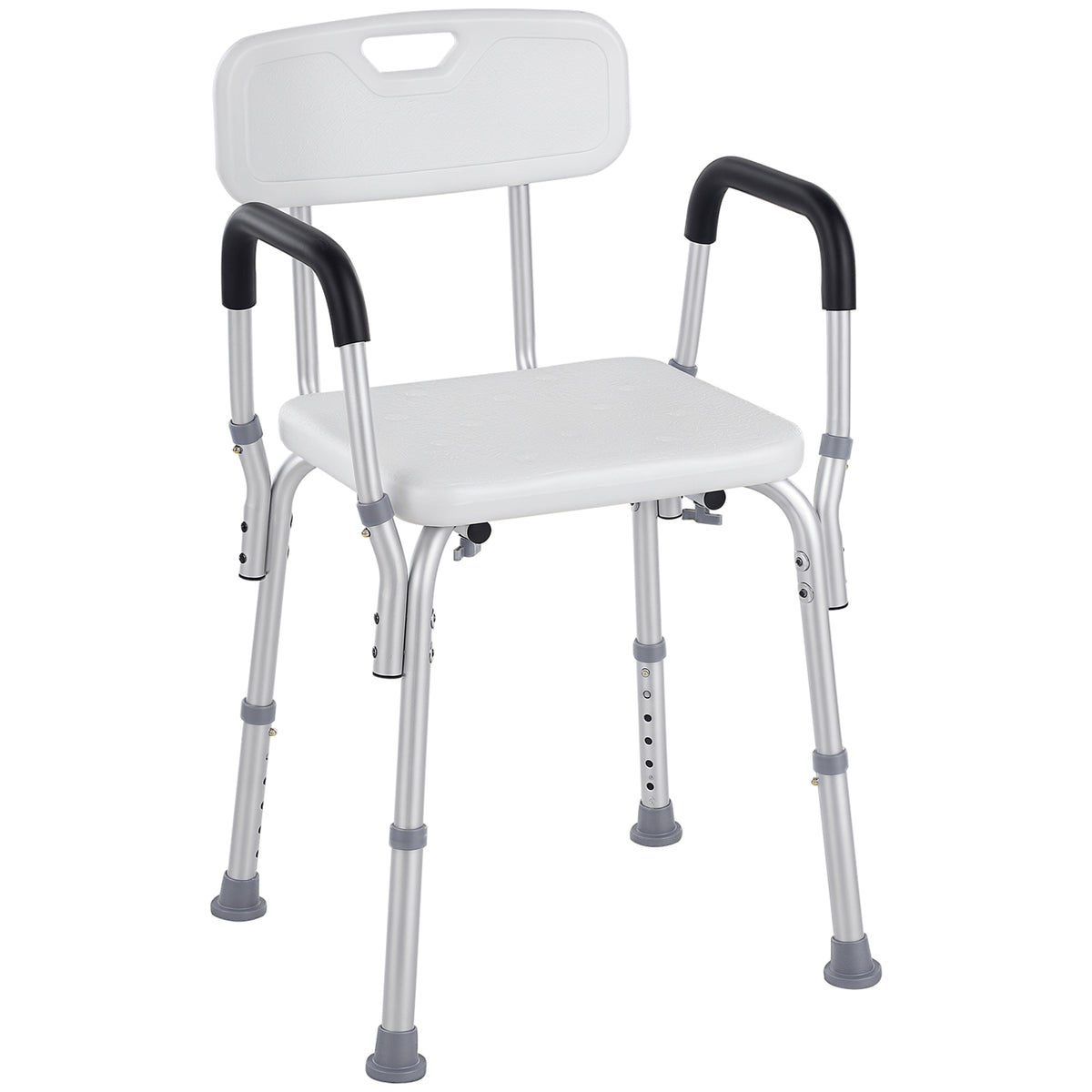 Cadeira para Duche Antiderrapante com Altura Ajustável em 6 Níveis Cadeira de Banho com Apoio para os Braços e Encosto 51,5x51,5x71-84 cm Branco — foto 1