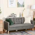Sofá de 3 lugares acolchoado com 3 almofadas e apoios de braço Espaço de armazenamento Estilo moderno para sala de estar Quarto 166,5x62x82 cm cinza — foto 2