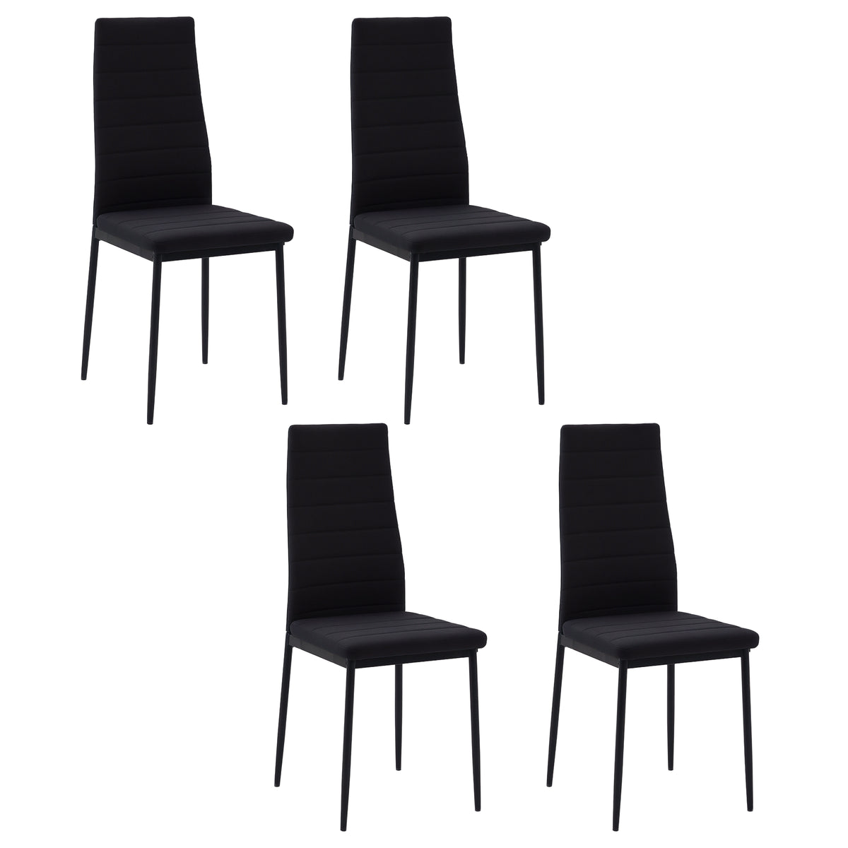 Conjunto de 4 Cadeiras de Sala de Jantar Estofadas em Linho com Pernas em Metal Cadeiras Modernas para Cozinha Quarto Suporta até 120 kg 41x50x97 cm Preto — foto 1