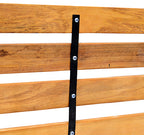 Banco de jardim 2 lugares com encosto e apoios de braços Ripas de madeira e estrutura de aço Carga 230 kg 122x60x80 cm Cor natural e preto — foto 7