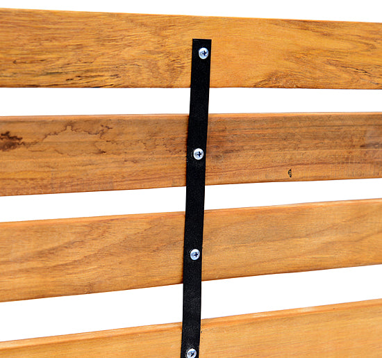 Banco de jardim 2 lugares com encosto e apoios de braços Ripas de madeira e estrutura de aço Carga 230 kg 122x60x80 cm Cor natural e preto — foto 7