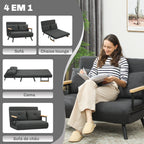 Sofá Cama Sofá Convertível em Cama de 2 Lugares Dobrável com Encosto Ajustável em 5 Níveis e 2 Almofadas Acolchoadas para Escritório Dormitório Sala de Estar 102x73x81 cm Cinza - Modelo 2 — foto 4