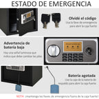 Cofre eletrônico sólido Caixa de segurança com chave 2 Códigos para casa Escritório Capacidade 32L Aço 35x30x39,3 cm Pret — foto 5