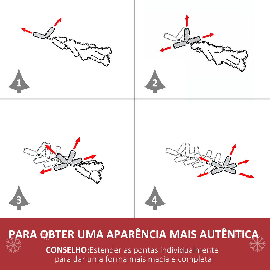 Árvore de Natal Artificial 180cm com 1000 Ramos de PVC Suporte Metálico Decoração de Natal para Interiores Ø102x180cm Verde — foto 6