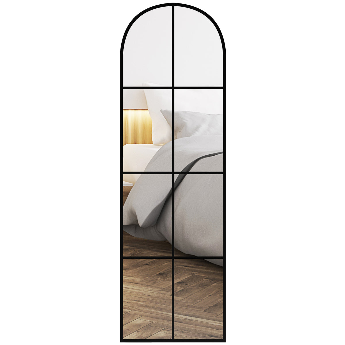 Espelho de Pé ou Apoiado na Parede Espelho com Forma de Janela Espelho de Corpo Inteiro com Forma Arco Moldura de Metal para Dormitório Entrada Sala 40x160 cm Preto — foto 1