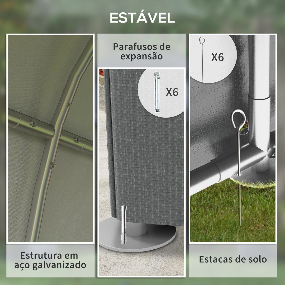 Abrigo para Ferramentas Bicicletas e Motos 1,2x1,8x1,65 m Garagem Portátil com 2 Habitações Porta com Fecho de Correr Impermeável Anti-UV para Jardim Cinza Escuro — foto 5