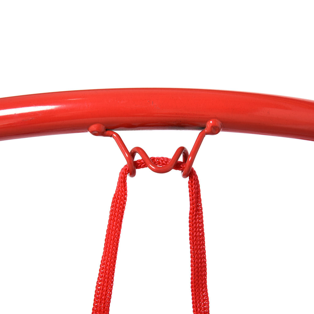 Cesta de Basquetebol de Parede Ø46 cm Aro de Basquetebol com Rede Estrutura Metálica 12 Ganchos para Interior e Exterior Vermelho — foto 8
