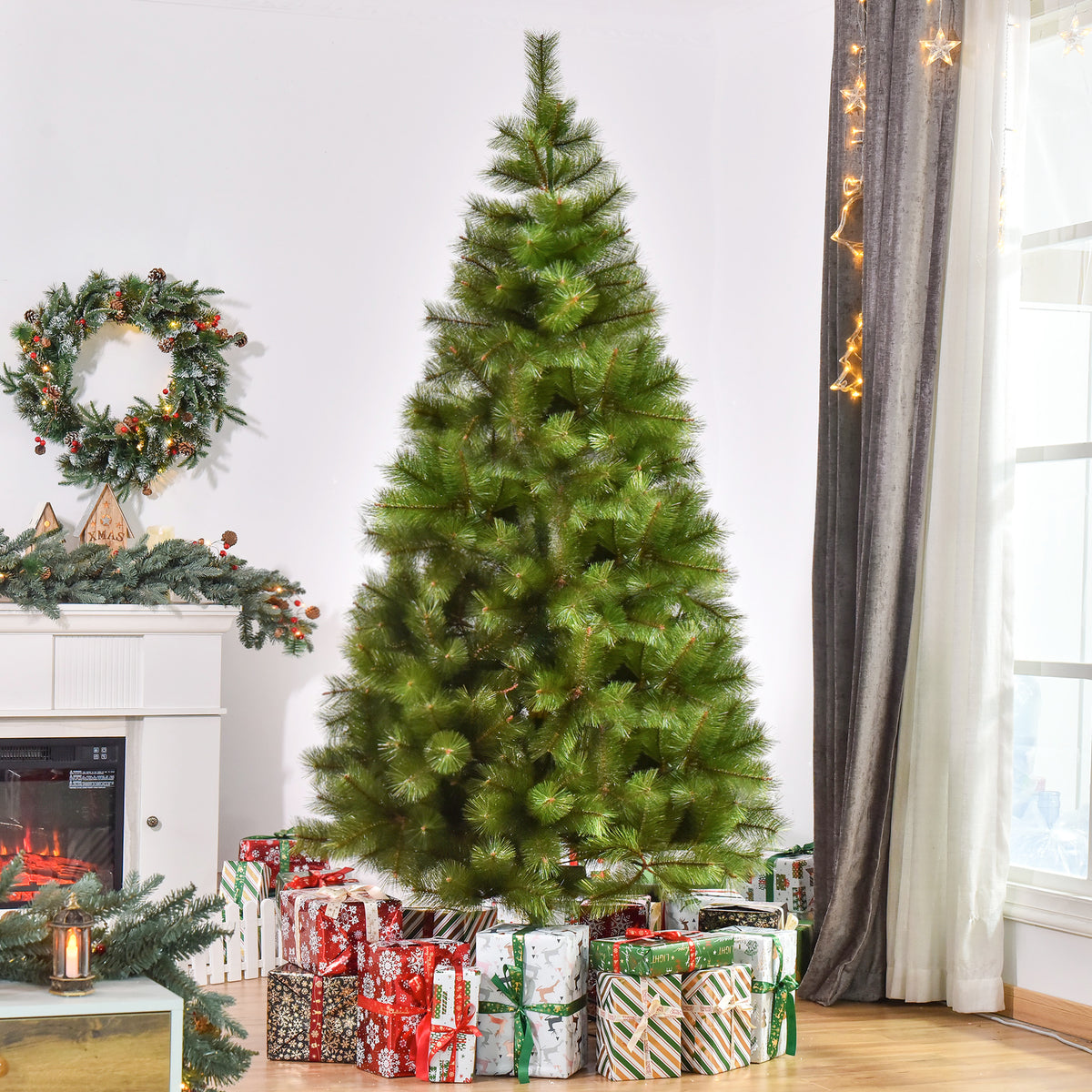 Árvore de Natal 210cm Árvore de Natal Artificial com 505 Ramos e Suporte Metálico Decoração De Natal Ø90x210cm Verde — foto 2