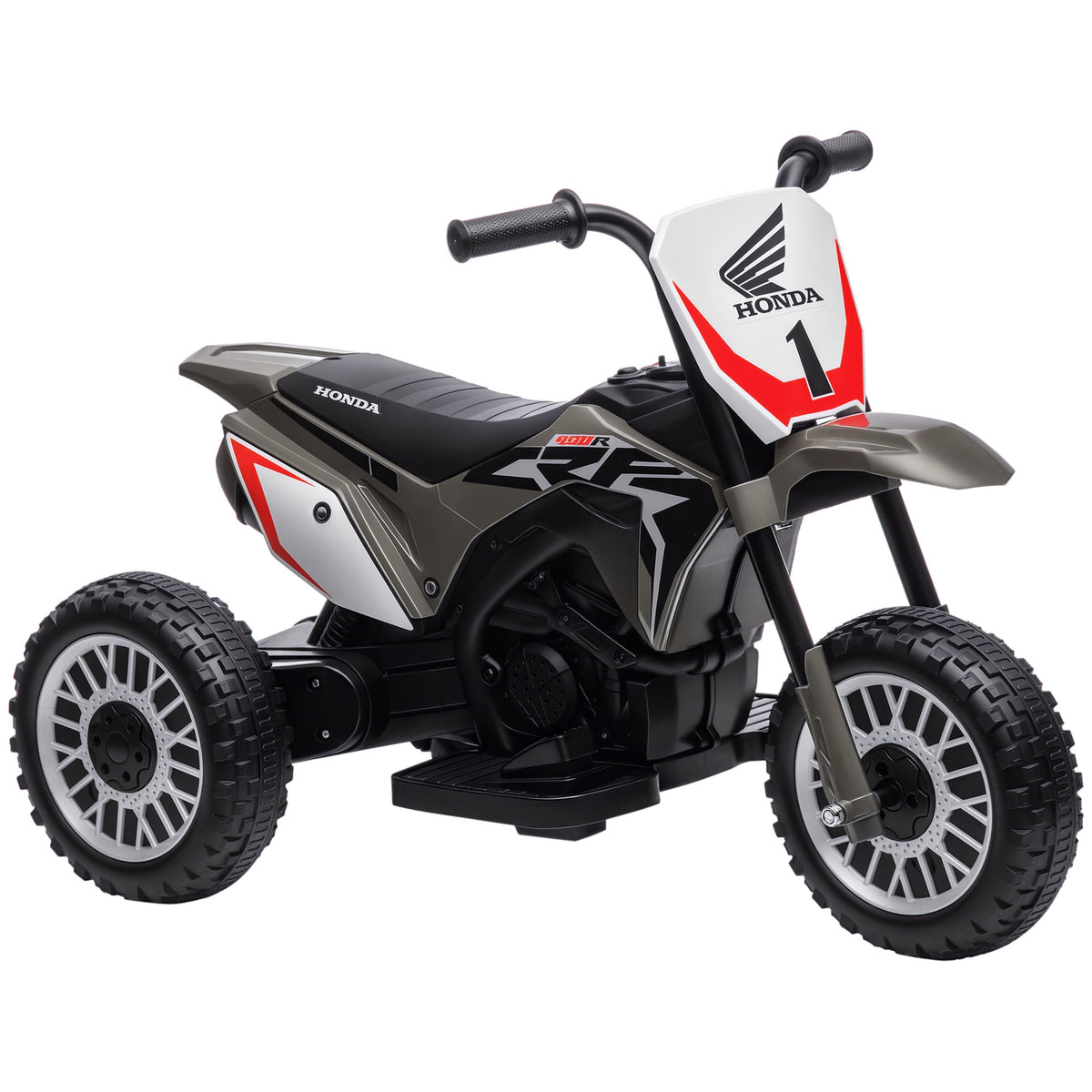Mota Elétrica com Licença Honda CRF450RL para Crianças acima de 18 Meses Mota de Bateria 6V com Velocidade 3km/h Buzina e Som de Arranque Carga Máxima 25 kg 71x40,5x43,5 cm Cinza — foto 1