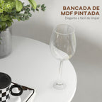 Mesa de Bar Redonda Mesa Alta de Cozinha Moderna com Bancada Pintada e Estrutura de Aço para 2 Pessoas para Casa Sala de Jantar Ø60x102 cm Branco — foto 5