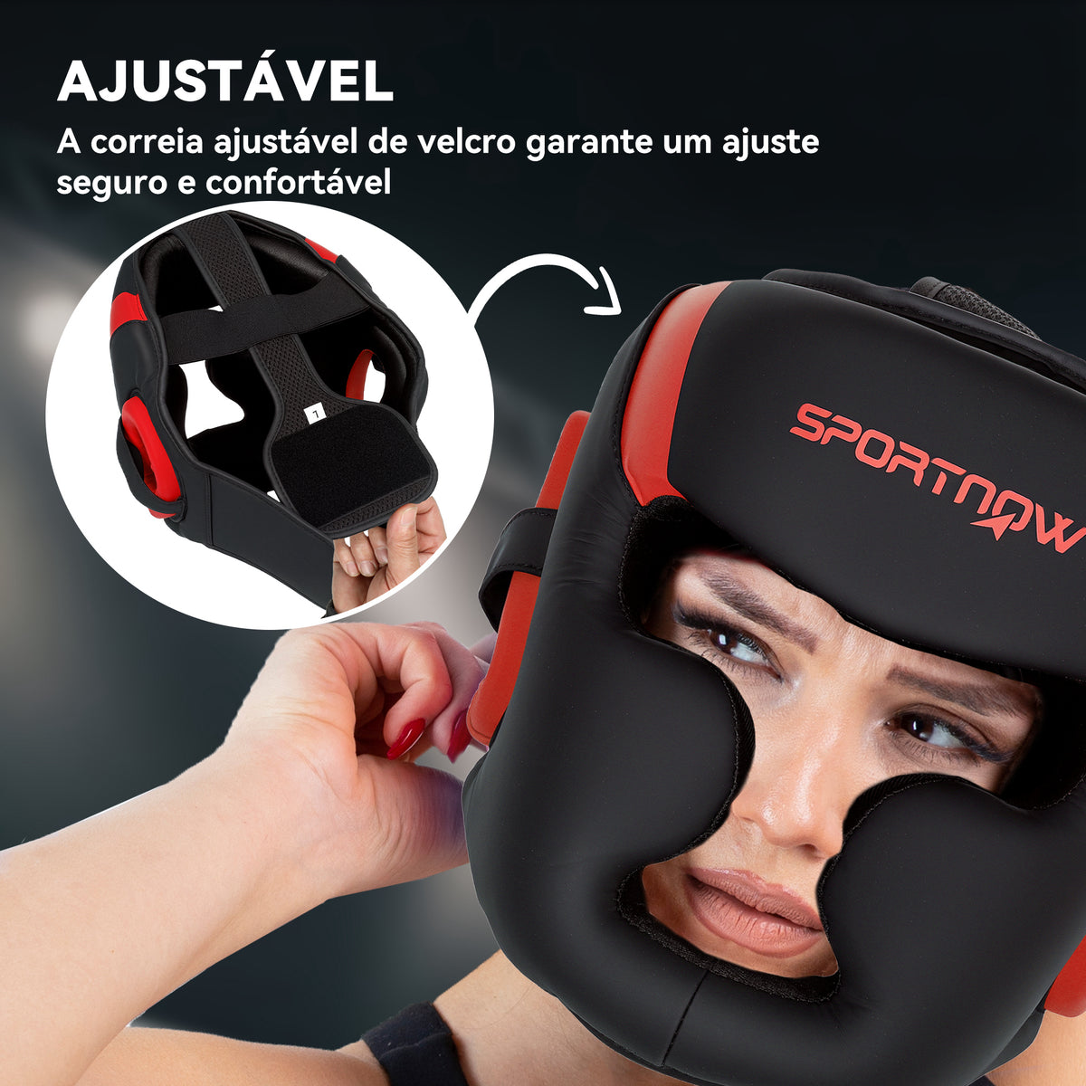 Capacete de Boxe Capacete MMA com Correia Ajustável Protetor de Cabeça para Grappling Sparring Artes Marciais Karate Tamanho L Vermelho e Preto — foto 5