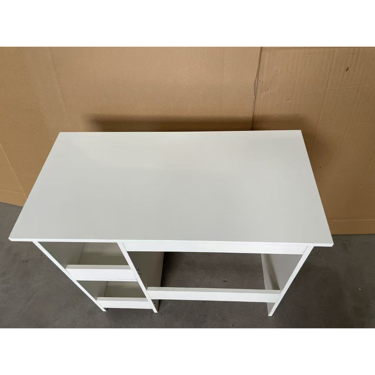 Secretária de Alto Brilho com 2 Prateleiras Abertas, 80 x 40 cm, Estilo Moderno, Branco — foto 1
