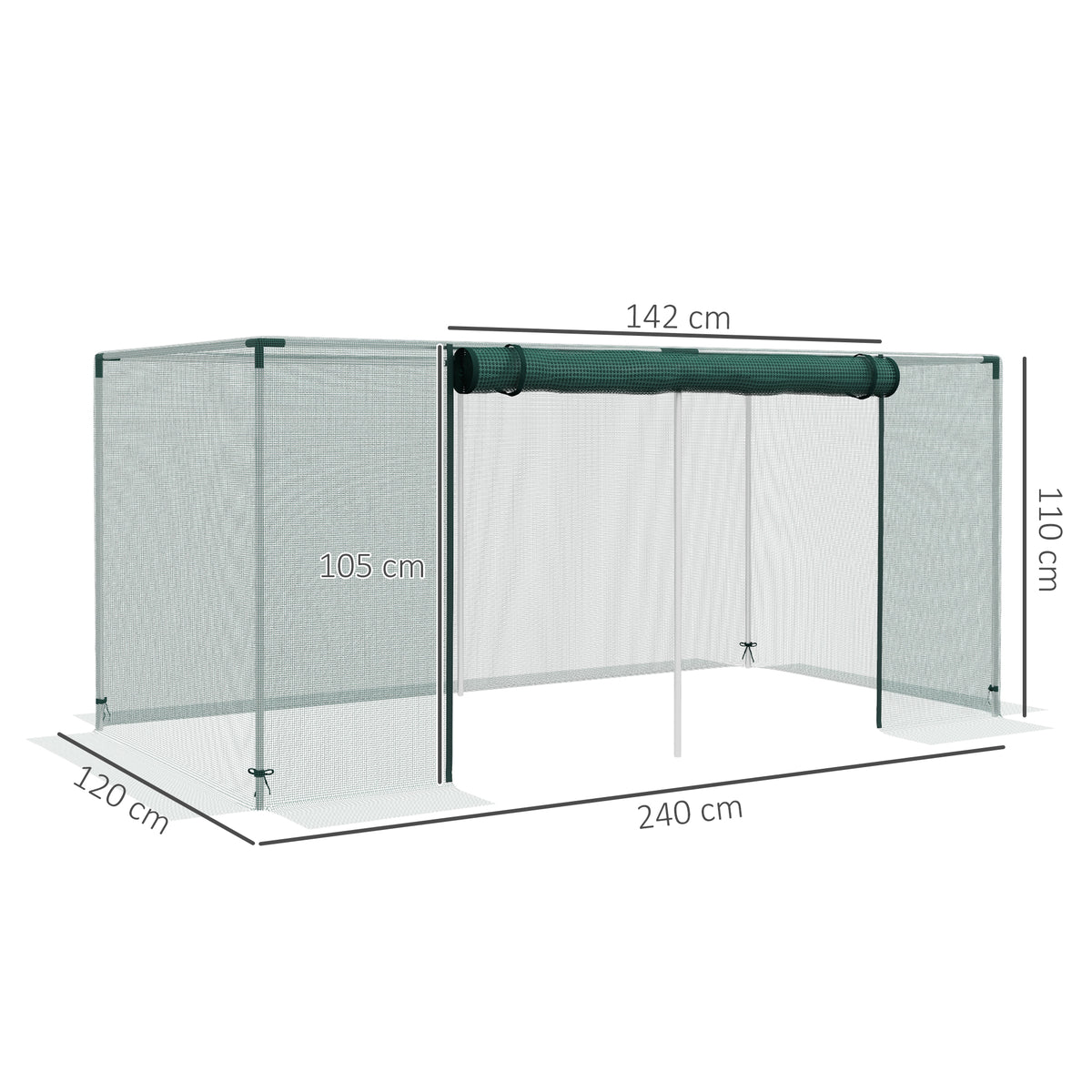 Estufa de jardim gaiola de cultivo para plantas de jardim porta com zíper tubos em aço galvanizado 240 x 120 x 110 cm verde — foto 2