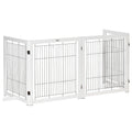 Grade de Separação para Cães, Grade de Proteção Independente com Pés 305 x 82 cm Madeira, Grade para Cães Dobrável, Grade de Proteção para Escadas para Cães para Escadas, Portas, Corredores, 4 Painéis, Branco — foto 1