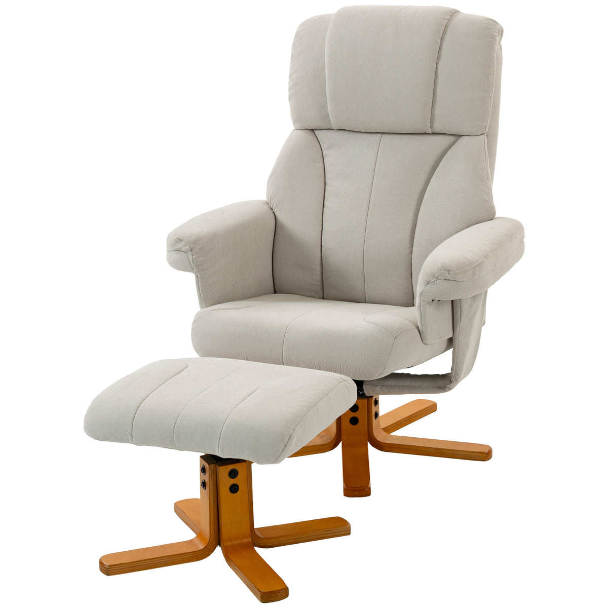 Poltrona relax com apoio para os pés, poltrona de relaxamento, encosto reclinável, assento acolchoado, 79x80x104cm, creme — foto 1