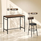 Conjunto de Mesa Alta de Bar com 4 Bancos, Assentos em PU com Encosto e Apoio para os Pés, Castanho — foto 2