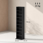 Estantes para CD e DVD 9 compartimentos e 6 prateleiras ajustáveis capacidade máx. 260 CD/120 DVD 33 x 24 x 140 cm preto — foto 2