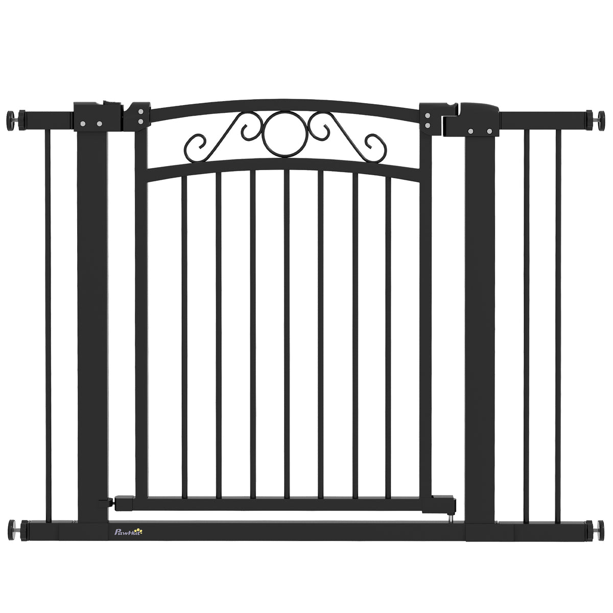 Barreira de Segurança para Cães Extensível 76-102 cm Barreira para Animais de Estimação Barreira para Cães com 2 Extensões Duplo Bloqueio para Escada Porta Preto — foto 1