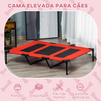 Cama para Animais de Estimação Cama Elevada para Cães Gatos com Tecido Transpirável para Dormir Relaxar Exterior Jardim Terraço 122x92x23cm Vermelho — foto 4