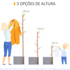 Cabide de Pé com Sapateira Cabide Tipo Árvore Moderno 6 Ganchos para Pendurar Roupa Malas Banco com Arrumação Corredor de Entrada Bambu 40x30x180cm — foto 7