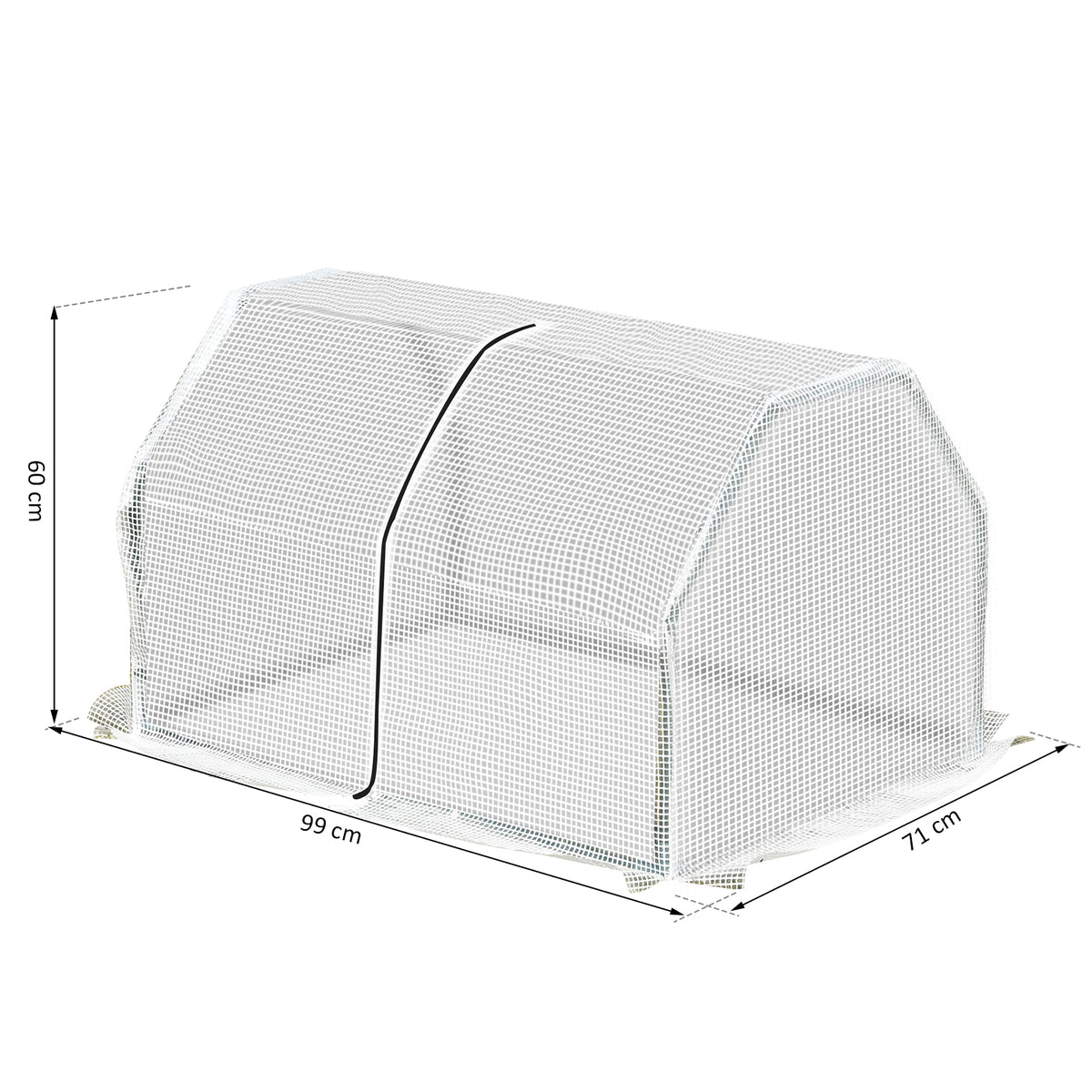 Estufa de Jardim Terraço 100x70x60cm Estufa Pequena com Zíper pra Cultivos de Plantas Flores Estrutura de Aço Cobertura PE Branco — foto 3