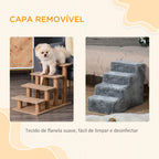 Escada para Animais de Estimação com 4 Degraus 2 em 1 com Capa Removível e Lavável Escada para Cães Gatos Carga 30kg 60x35x44cm Cinza — foto 5