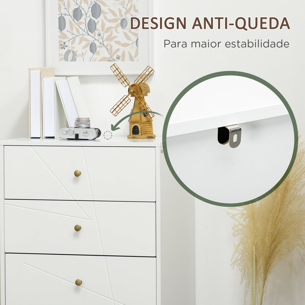 Cómoda de Quarto Moderna Cómoda de Madeira com 4 Gavetas e Pés Metálicos Cómoda de Gavetas para Sala Escritório 60x40x100 cm Branco — foto 6