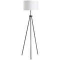 Candeeiro de Pé Moderno Candeeiro de Pé para Sala de Estar com Ecrã Redondo Tripé e Suporte para Lâmpada E27 Ø37x152 cm Branco e Preto — foto 1