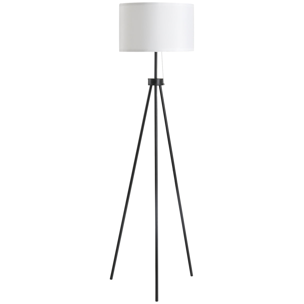 Candeeiro de Pé Moderno Candeeiro de Pé para Sala de Estar com Ecrã Redondo Tripé e Suporte para Lâmpada E27 Ø37x152 cm Branco e Preto — foto 1