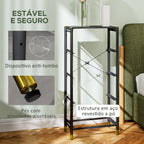 Cómoda para Dormitório Cómoda de Tecido com 4 Gavetas Dobráveis com Frentes de Couro PU e Estrutura de Aço Cómoda para Dormitório 46x30x98 cm Preto — foto 6