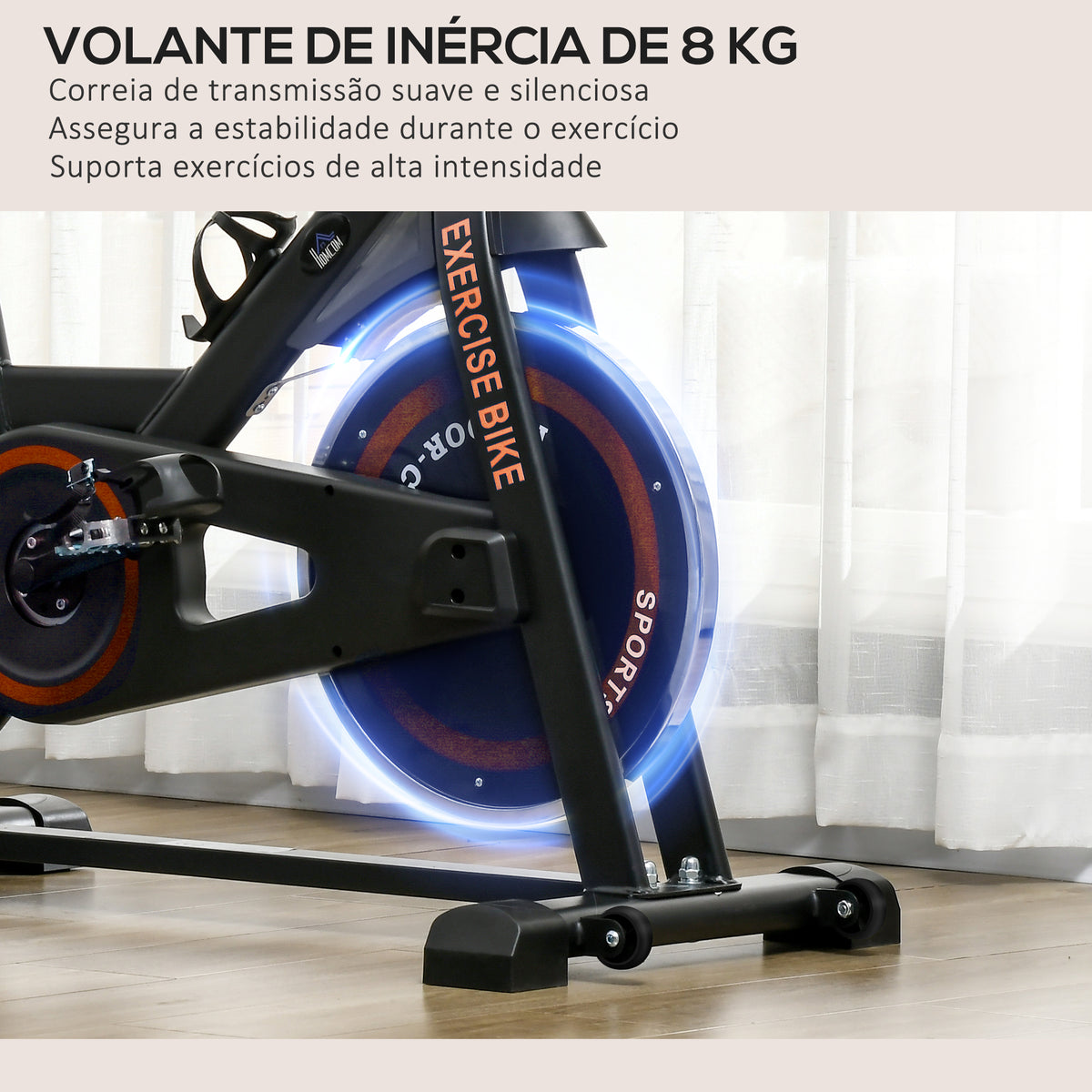 Bicicleta Estática com Resistência Ajustável Bicicleta Fitness com Volante de Inércia de 8 kg Ecrã LCD Guiador e Assento Ajustável para Casa Ginásio 103x53x100-114 cm Preto e Vermelho — foto 5