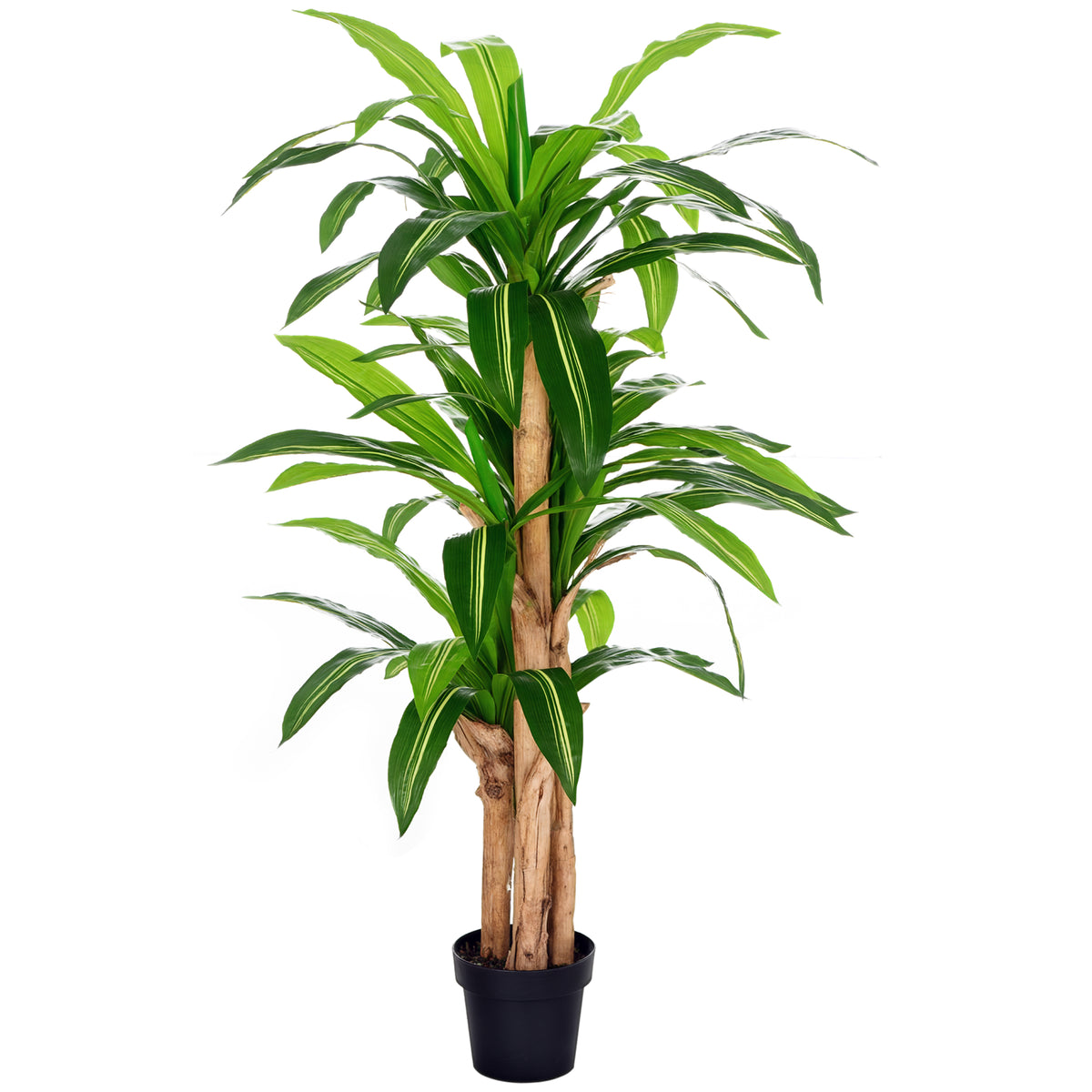 Planta Artificial Decorativa Dracaena com Pote Árvore Sintética 66 Folhas para Jardim Varanda Escritório Sala Ø20x160 cm Verde — foto 1