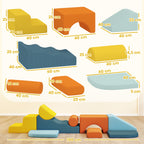 Conjunto de 9 Blocos de Espuma para Crianças Blocos de Psicomotricidade com Capas de Veludo Laváveis Conjunto de Escalada para Interior para Escalar e Rastejar Multicor — foto 3