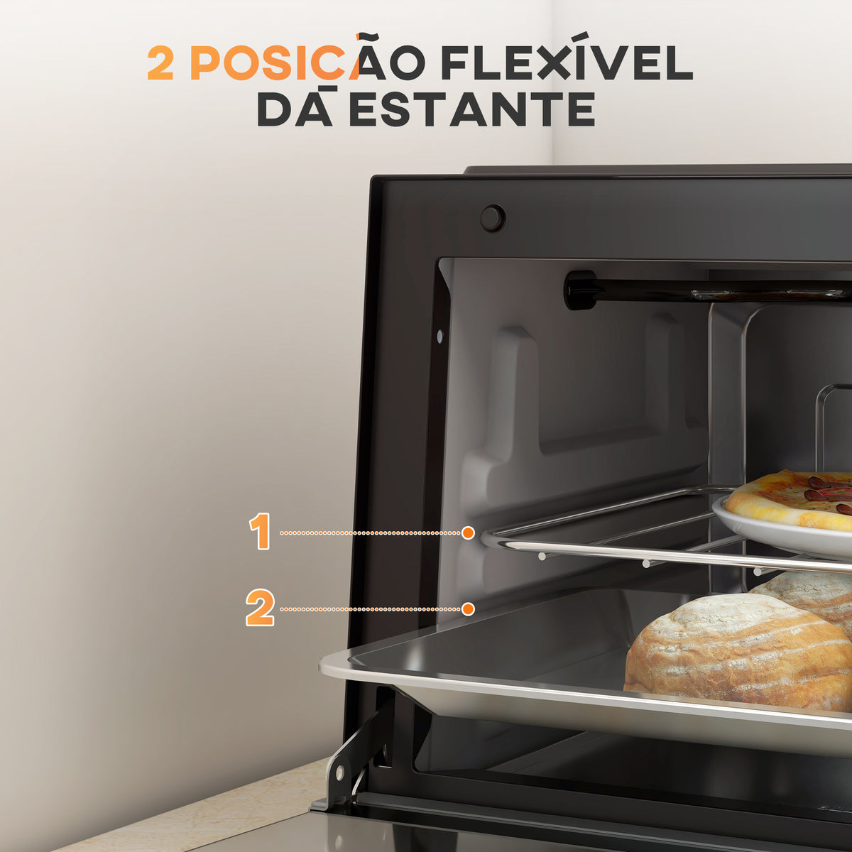 Mini Forno Elétrico 9L Forno Elétrico de Bancada 750W com Temperatura Ajustável até 230°C Temporizador 60 min e Bandeja para Assar Grelha 35x24,6x20 cm Preto — foto 5