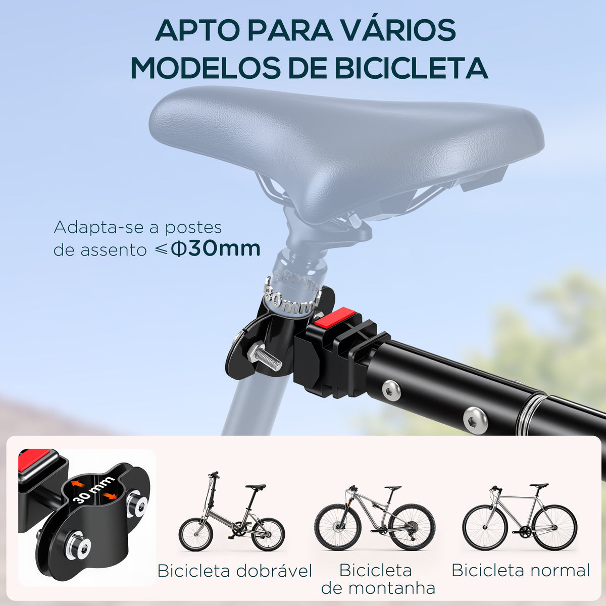 Reboque de Bicicleta Carga 40kg com Capa em Tecido Oxford Refletores Estrutura em Aço e Alças para Bagagem 144x59x80 cm Preto — foto 4