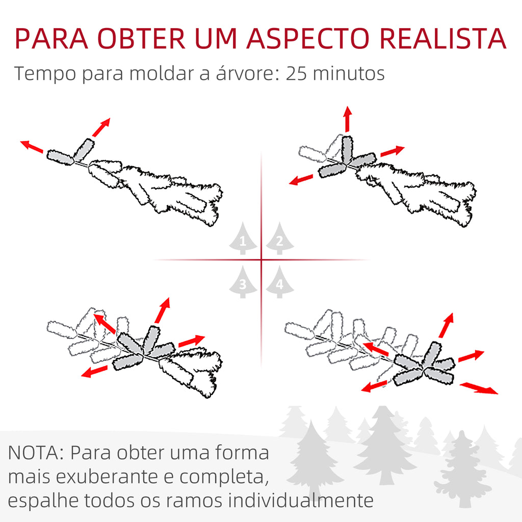 Árvore de Natal 180 cm Árvore de Natal Artificial Coberta de Neve com 479 Ramos e Suporte de Metal Árvore Natalícia para Sala Interior Verde — foto 7