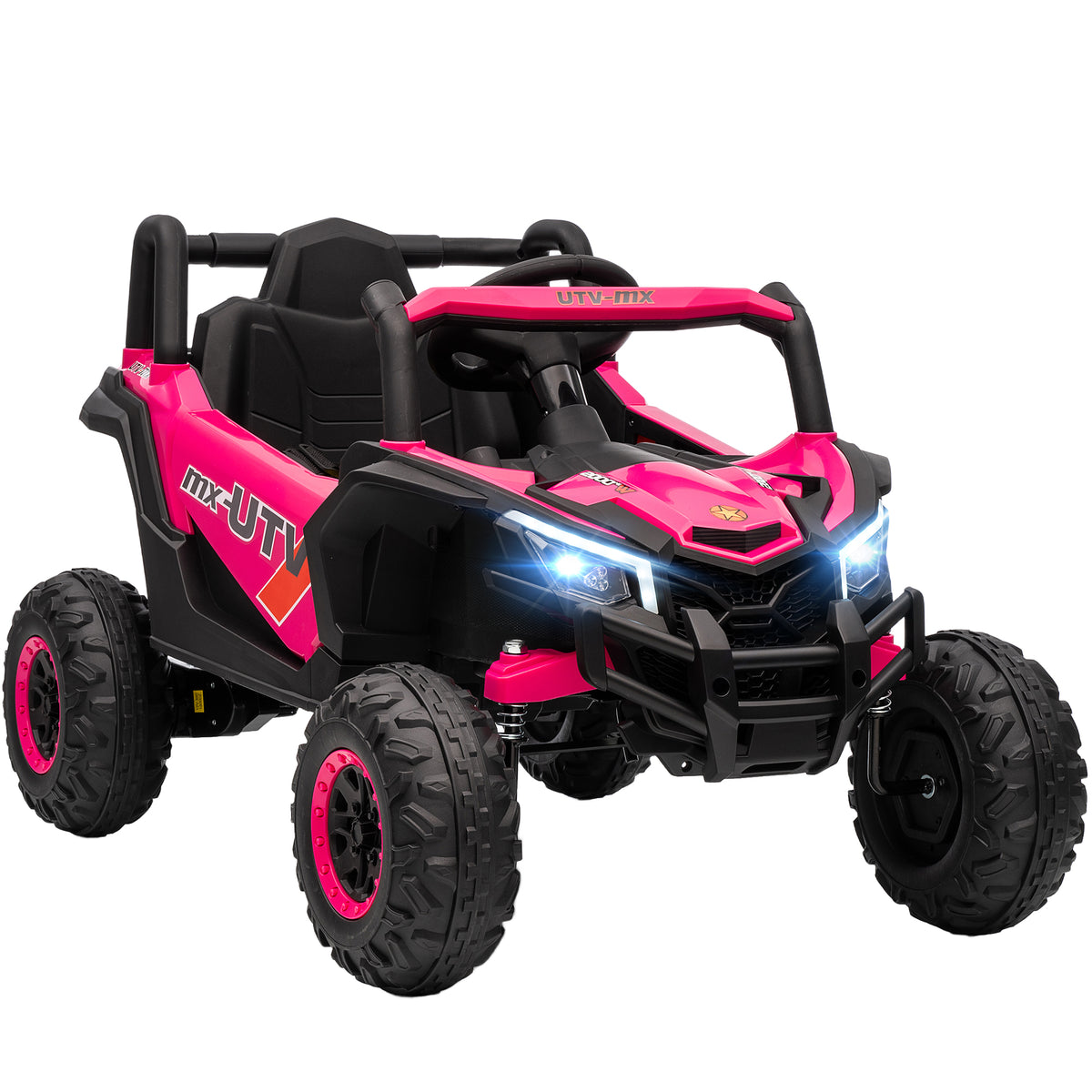 Carro Elétrico para Crianças 12V UTV com 2 Motores Controlo Remoto 2,4G Velocidade até 7 km/h Sistema de Suspensão Faróis USB para Crianças acima de 3 Anos 96x61x56 cm Rosa — foto 1