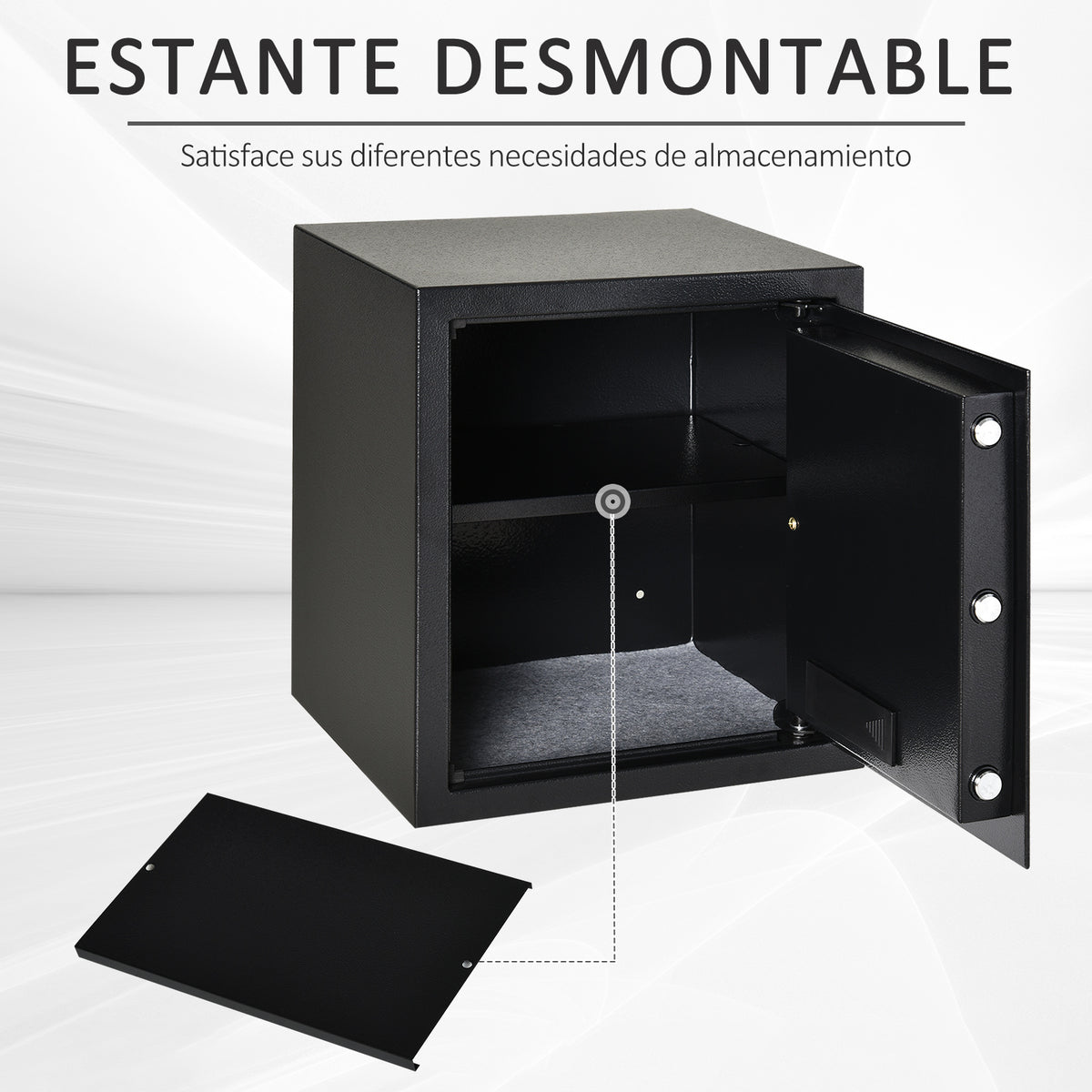 Cofre eletrônico sólido Caixa de segurança com chave 2 Códigos para casa Escritório Capacidade 32L Aço 35x30x39,3 cm Pret — foto 6