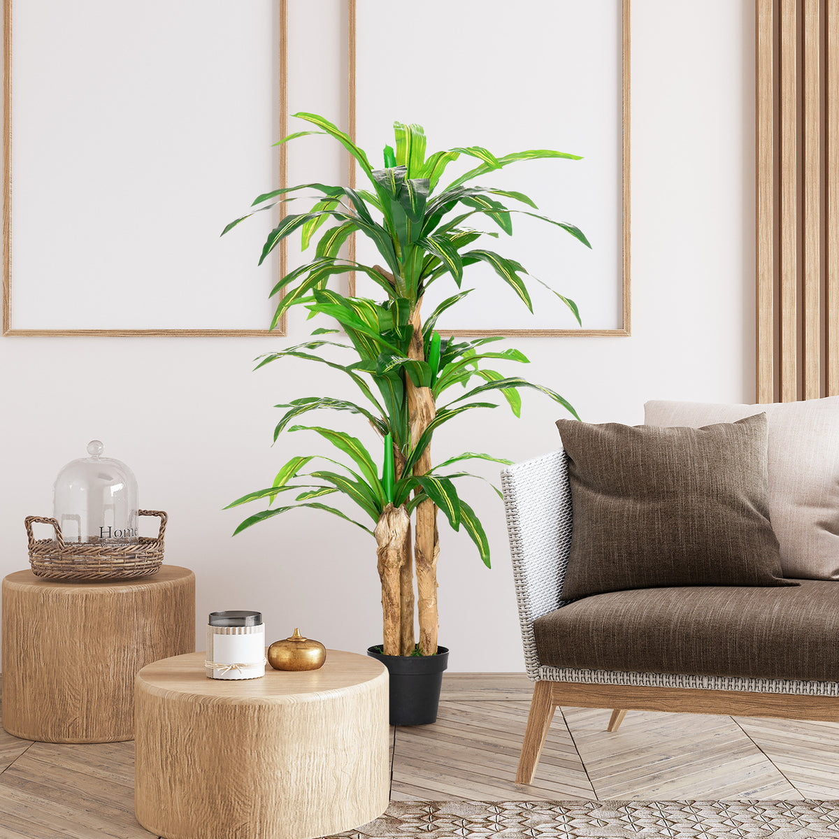Planta Artificial Decorativa Dracaena com Pote Árvore Sintética 66 Folhas para Jardim Varanda Escritório Sala Ø20x160 cm Verde — foto 5