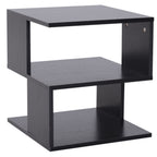 Mesa Auxiliar Mesa de Cabeceira Mesa Centro de 2 Níveis com Prateleira de Armazenamento para Sala Quarto Estante 40x40x43 cm Preto — foto 1