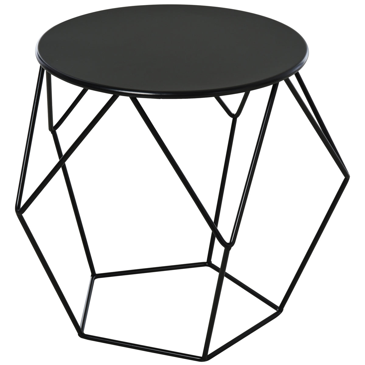 Mesa de Centro de Metal Estilo Moderna Mesa de Apoio Redonda para Sala de Estar Escritório 51x51x44 cm Preto — foto 1