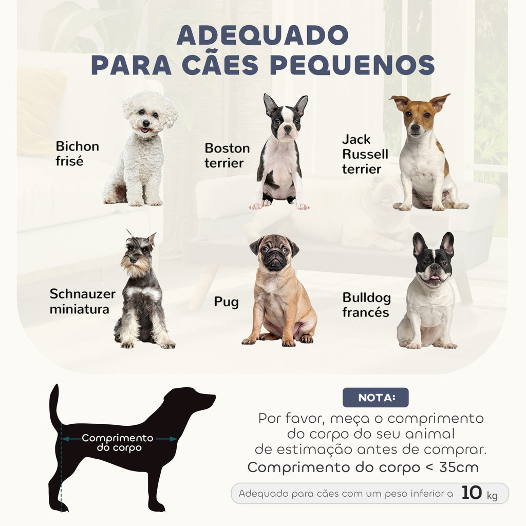 Sofá para Cães Pequenos Cama Elevada para Cães com Pés de Madeira Almofada Removível e Capa Lavável Carga 10 kg 86x55x33 cm Cinzento Claro — foto 4