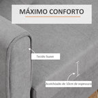 Sofá Cama de 2 Lugares Estofado em Algodão com 2 Almofadas Apoio para os Braços e Armazenamento Sofá Duplo Moderno para Sala de Estar Escritório 152x101x81cm Cinza — foto 6