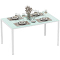 Mesa de Refeição de Vidro Mesa Retangular para 6 Pessoas com Pés de Metal Multifuncional para Cozinha ou Sala 140x80x75 cm Branco — foto 1